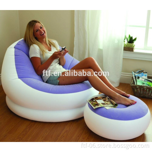 2016 blue PVC flocking inflatable sofa,outdoor inflatable furniture,inflatable footstool